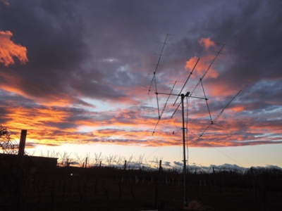OE6V: EME Antenne bei Sonnenuntergang 